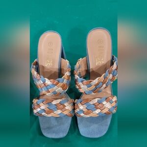 Rouge Helium Braided Sandals - Blue, Tan, and Silver